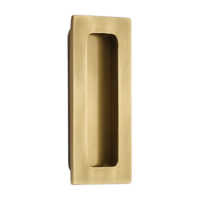 Modern Rectangular Flush Solid Recess Door Pull Antique Warm alloy