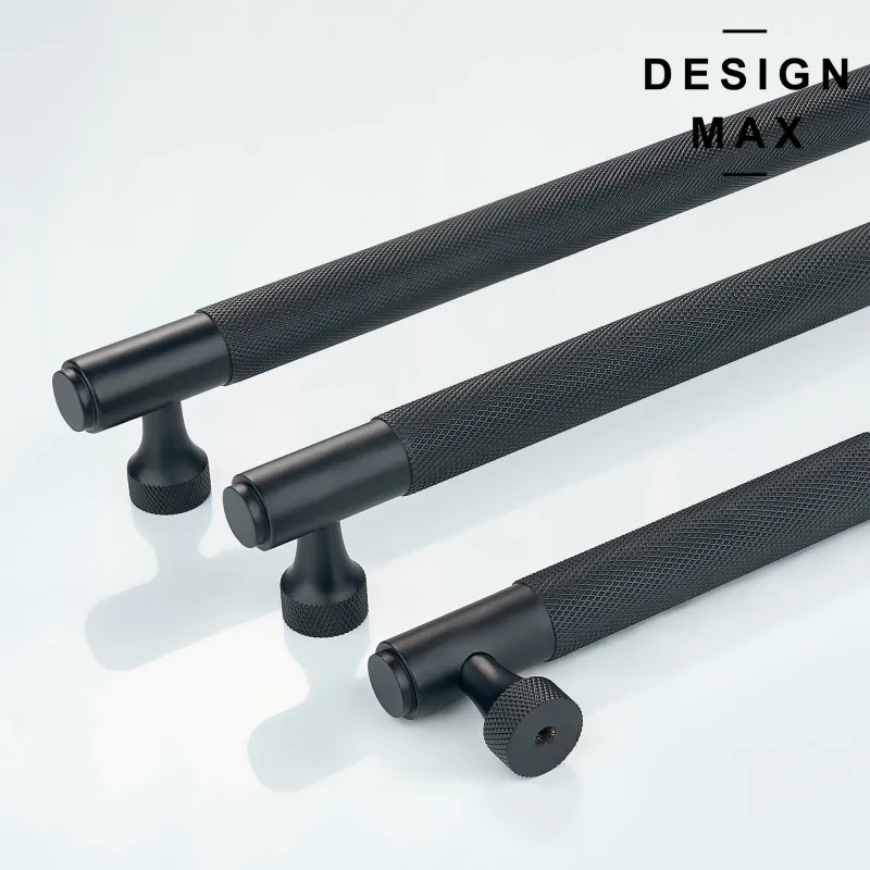 Pluto Matte Black Knurled Basic Brass Cabinet Pull