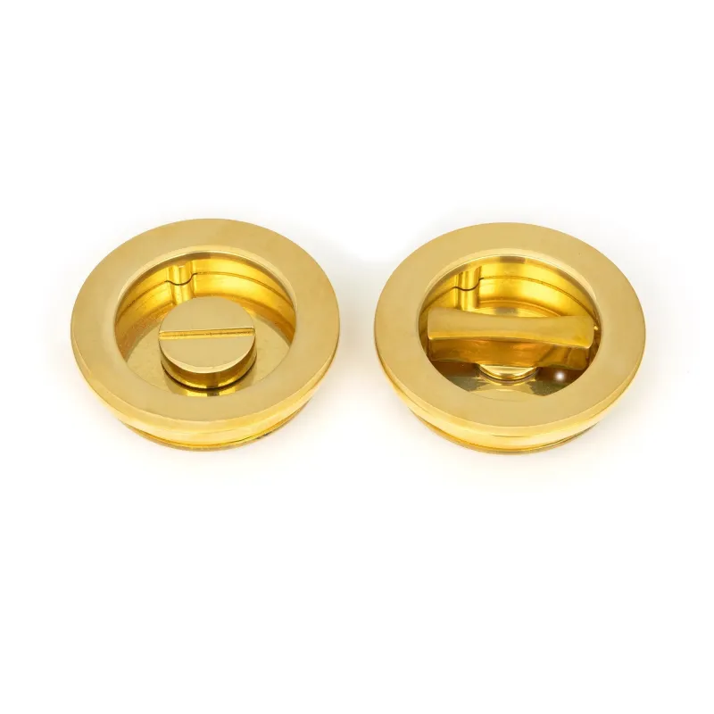 Polished Brass 60mm Plain Round Pull - Privacy Place | From Anvil