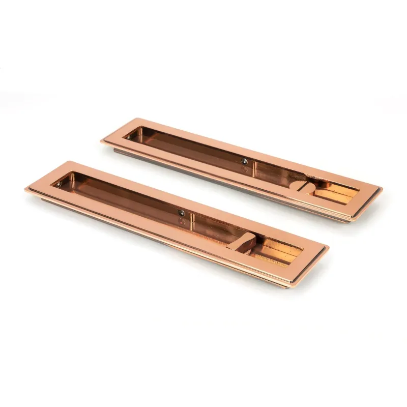 Polished Copper-brown 250mm Art Deco Rectangular Pull -Privacy Set | From Anvil Quick Release