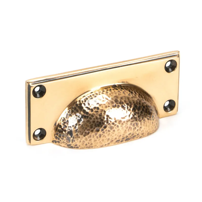 Polished Rustic gold Hammered Art Deco Drawer Pull | From Anvil