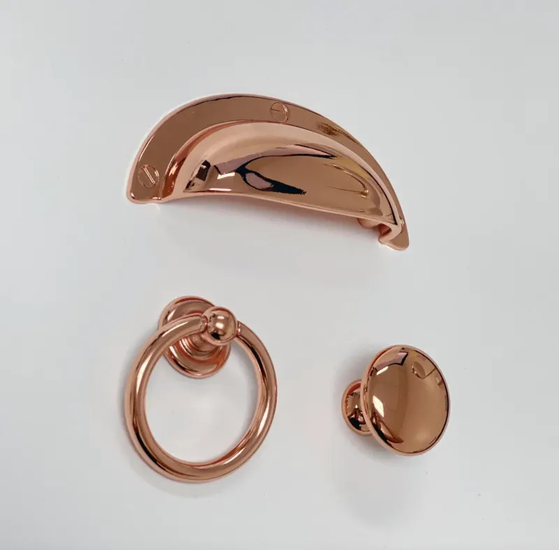 Polished Warm-toned "Capri" Cup Drawer Pull, Ring Pull or Round Cabinet Knob