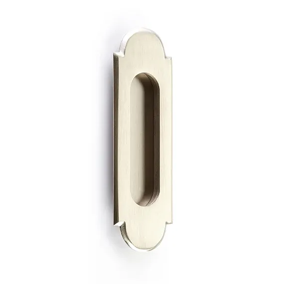 Rectangular Flush "Fleur" Durable Brass Recess Door Pull Satin Nickel 10-Year Warranty