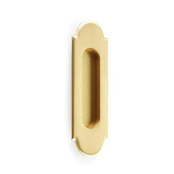 Rectangular Flush "Fleur" Solid Warm alloy Recess Door Pull Satin Brass