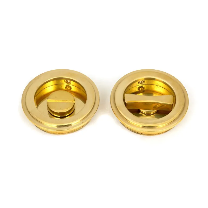 Reflective Brass 60mm Art Deco Round Pull - Privacy Set | From Anvil