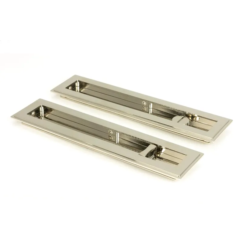 Reflective Nickel 250mm Art Deco Rectangular Pull -Privacy Set | From Anvil