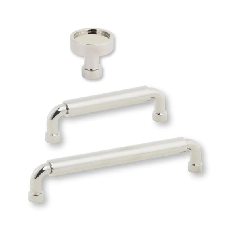Reflective Nickel "Nolan" Cabinet Knobs and Pulls Cabinet Hardware Drawer Slides