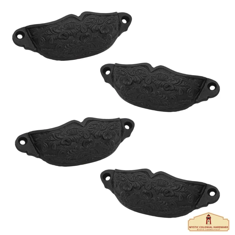 Rustic Cast Iron Adjust 4 Drawer Pulls Cabinet Cup Pulls: Ideal Victorian, Colonial, Retro, Steampunk, Gothic, Baroque, an...