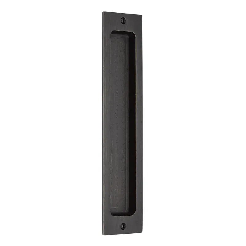 Rustic Rectangular Flush Solid Recess Door Pull Onyx Bronze 10-Year Warranty