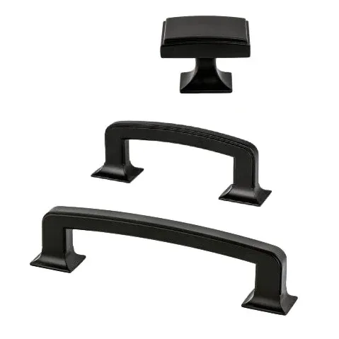 Satin Black "Liana" Drawer Pulls and Knobs Cabinets and Furniture