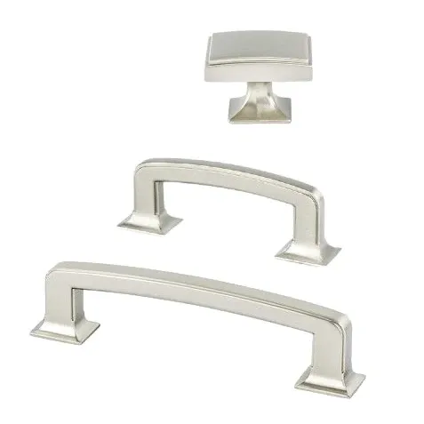 Satin-brushed Nickel "Liana" Drawer Pulls and Knobs Cabinets and Furniture Complete Set