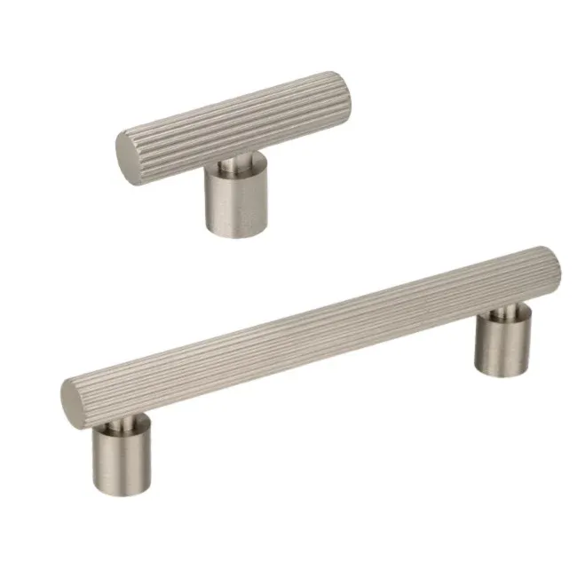 Satin-brushed Nickel "Lustra" Cabinet Knob and Drawer Pull