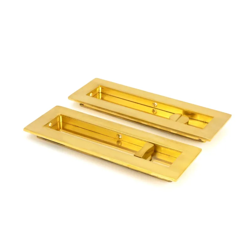 Shiny Brass 175mm Plain Rectangular Pull - Privacy Set | From Anvil