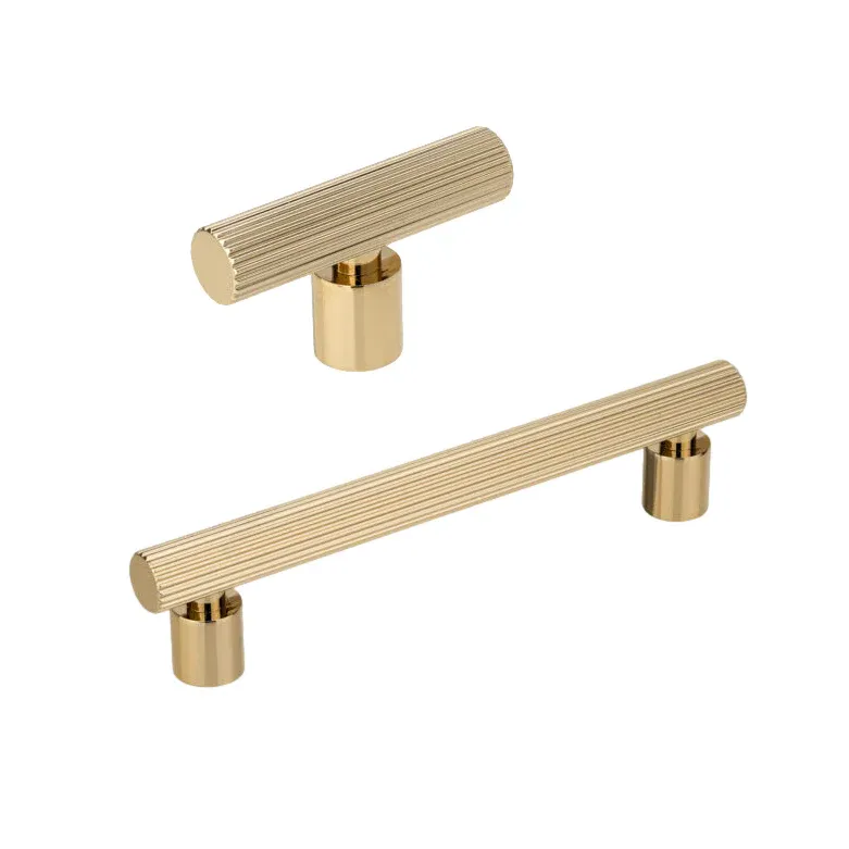 Shiny Gold "Lustra" Cabinet Knob and Drawer Pull