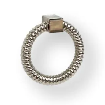 Shiny Nickel "Rope" Ring Pull Cabinet Knob