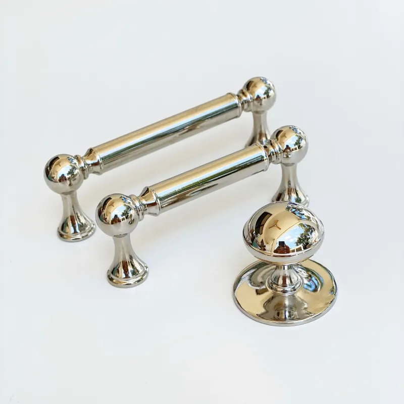 Shiny Nickel Transitional "Queen" Cabinet Knob and Pulls