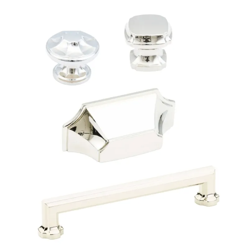 Smooth Nickel "Regal" Cabinet Knobs and Drawer Pulls