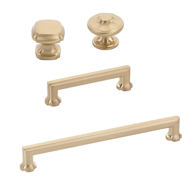 Soft-Close Dampened Champagne Rustic gold "Regal" Cabinet Knobs and Drawer Pulls