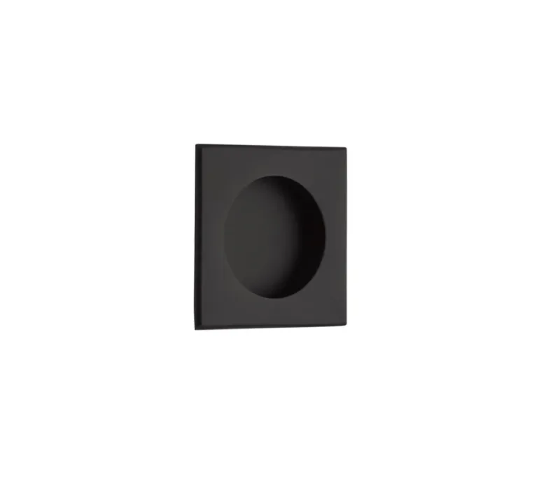 Soft-Close Dampened Square Flush Uniform Brass Recess Door Pull 2-1/2" Matte Black