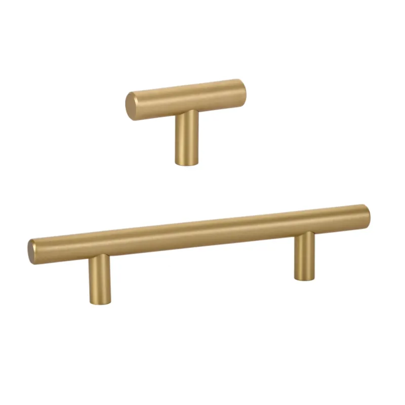 Soft-Close Dampened T-Bar "European" Satin Warm alloy Cabinet Knobs and Pulls