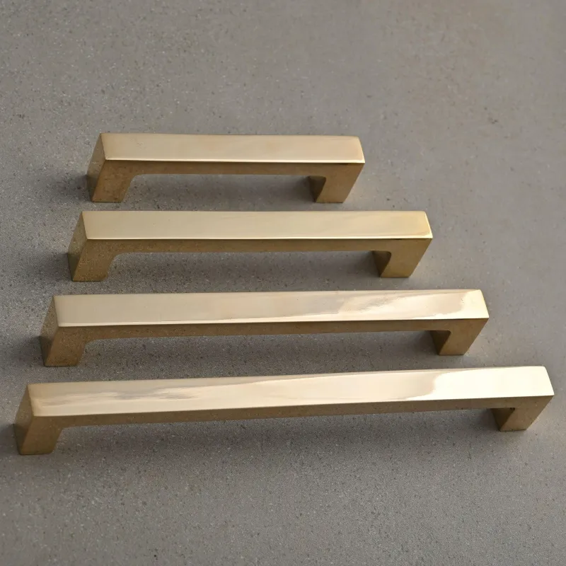 Solid Reflective Brass Square Bar Pull Handles | 4 Sizes Quick Release