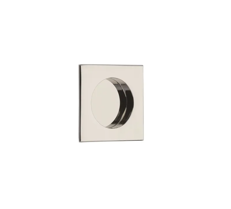 Square Flush Solid Brass Recess Door Pull 2-1/2" Glossy Nickel