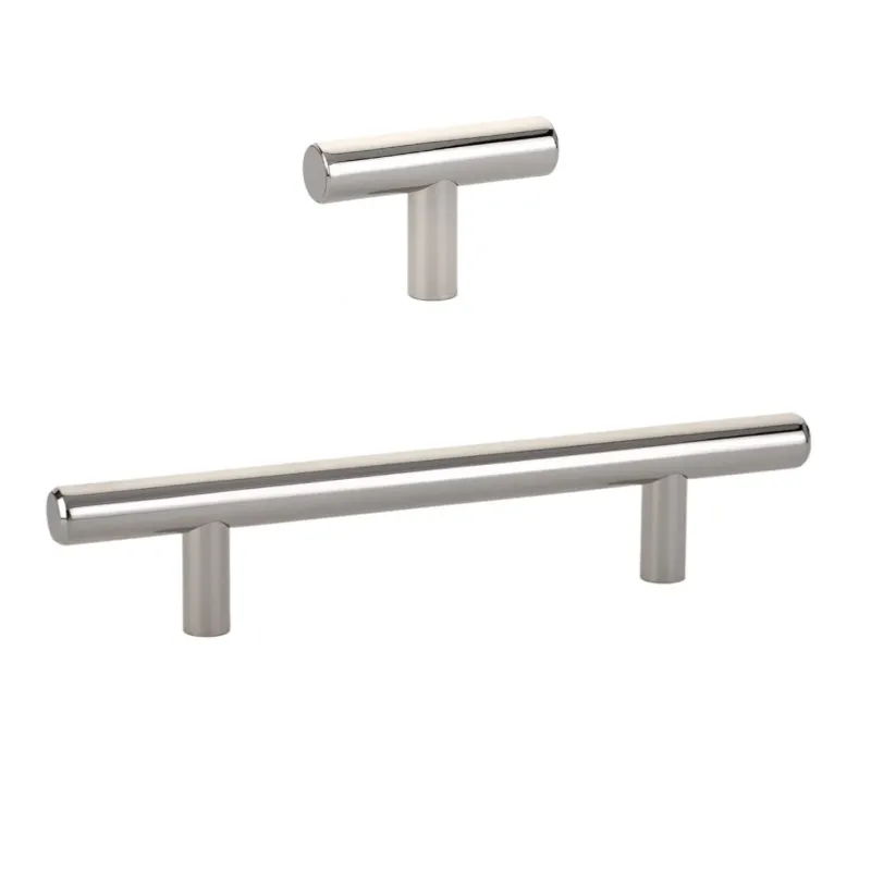 T-Bar "European" Glossy Nickel Cabinet Knobs and Pulls Soft-Close Mechanism
