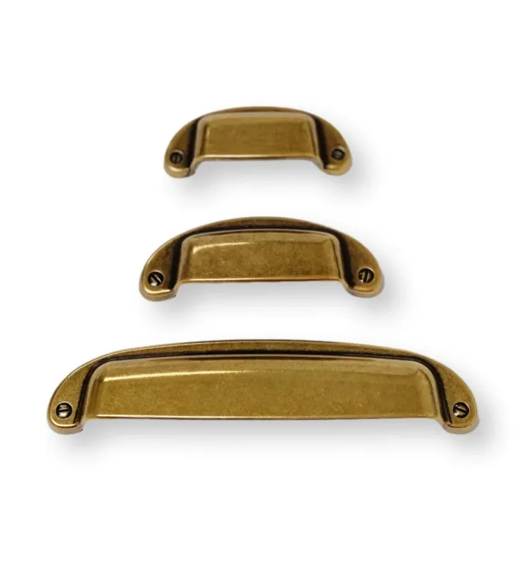 Touch Release Drawer Cup Pull "Capri" Antique Warm alloy - Brass Cabinet Hardware