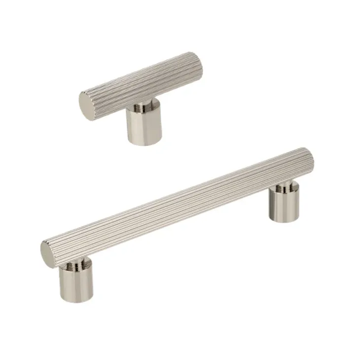 Touch Release Glossy Nickel "Lustra" Cabinet Knob and Drawer Pull
