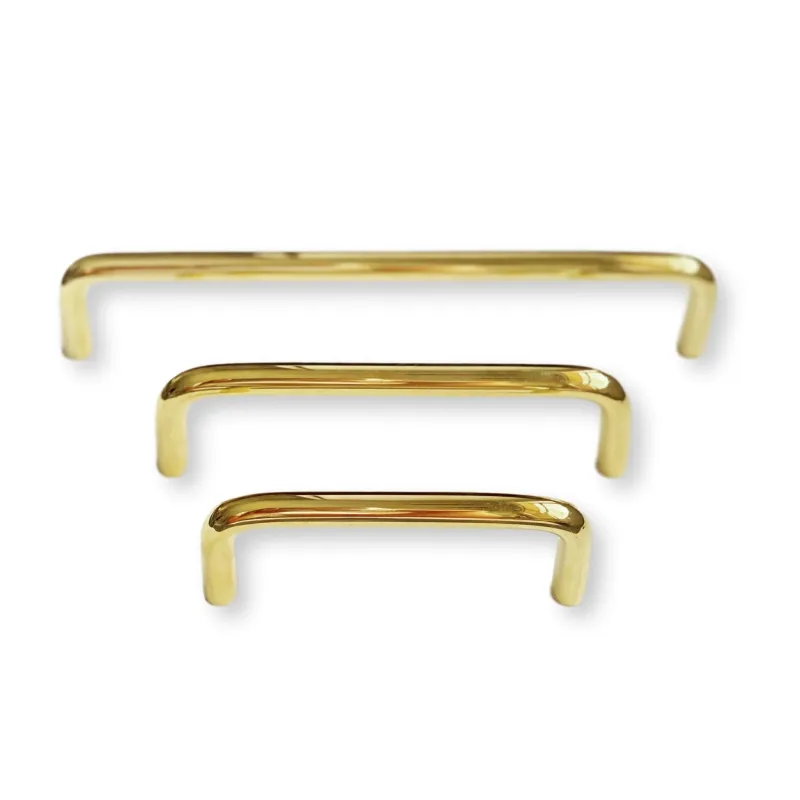 Unlacquered Polished Brass "Wire" Drawer Pulls - Cabinet Accommodates