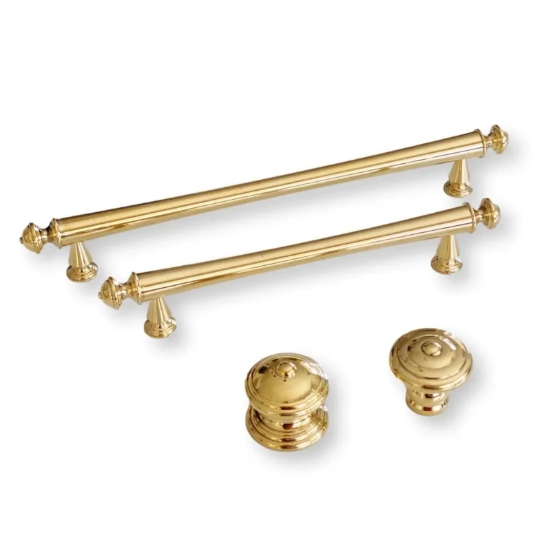 Unlacquered Warm alloy "Emmeline" Cabinet Knobs and Drawer Pull