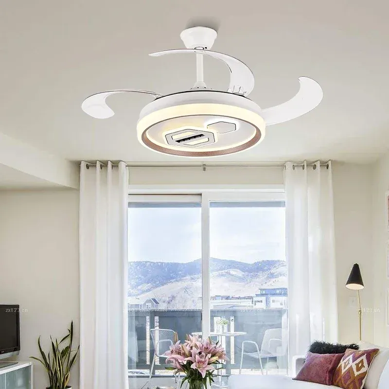 Afralia™ Adjustable Blade Ceiling Fan Light Remote-command LED - Elegant Home Decor