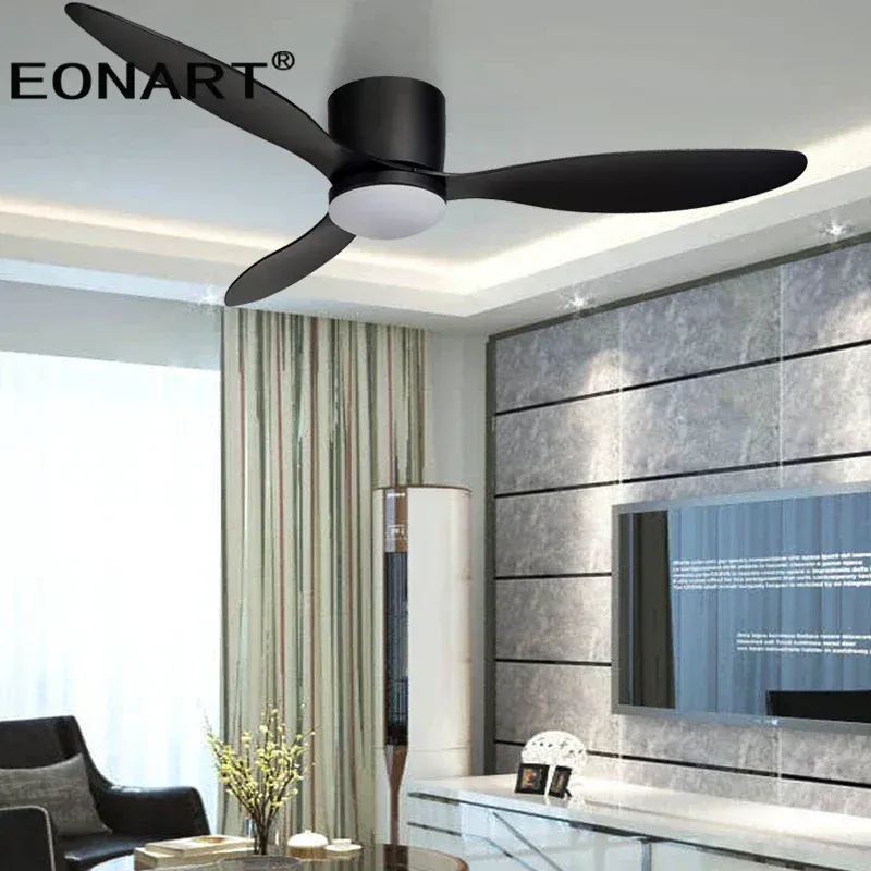 Afralia™ 52" Black DC Ceiling Fan LED Portable and Remote Control