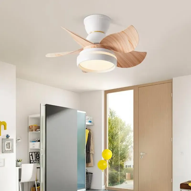 Afralia™ 22" Ceiling Fan Light & Remote Control, Tiny Mini Kids Room Fan Pink/White/Black/Yellow