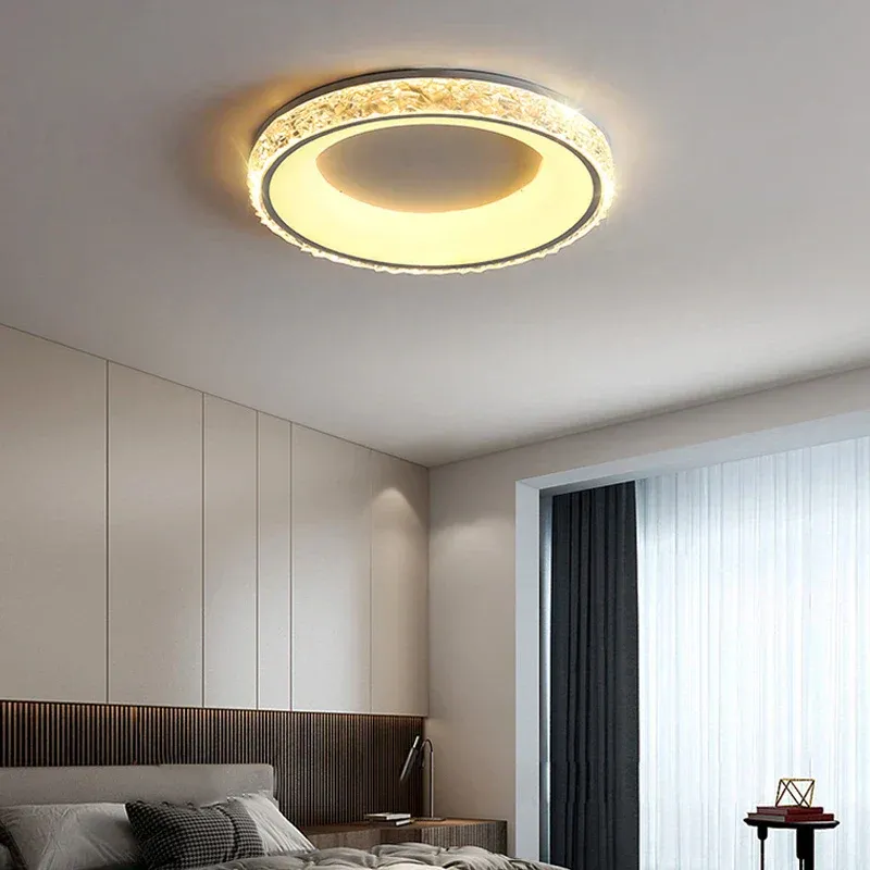 Afralia™ Concave Round LED Ceiling Buoyant Remote Control Bedroom Living Room