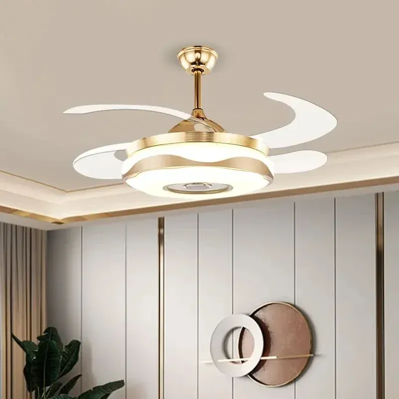 Afralia™ 42" Golden Bluetooth Ceiling Fan Light Remote & RGB Color Control