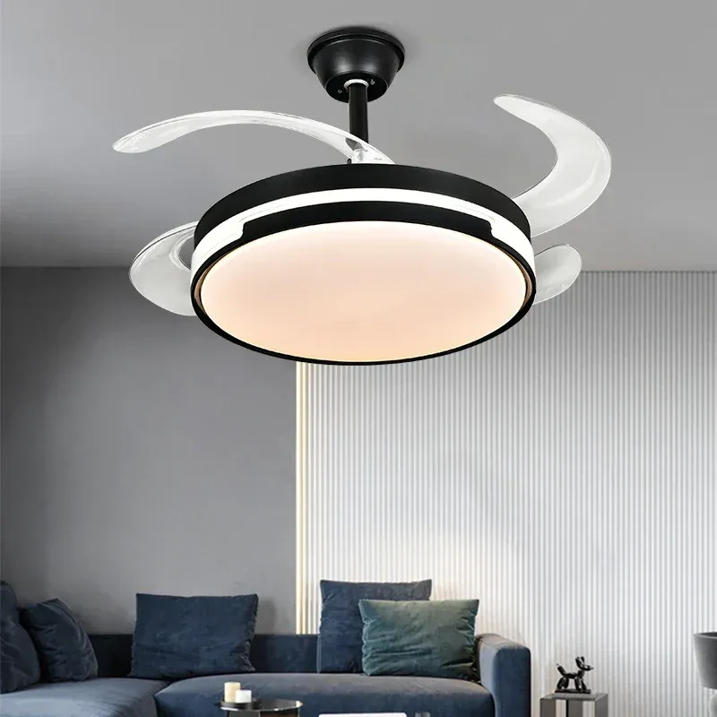 Afralia™ Invisible Ceiling Fan LED Light, Withdrawn Blades, Remote Control