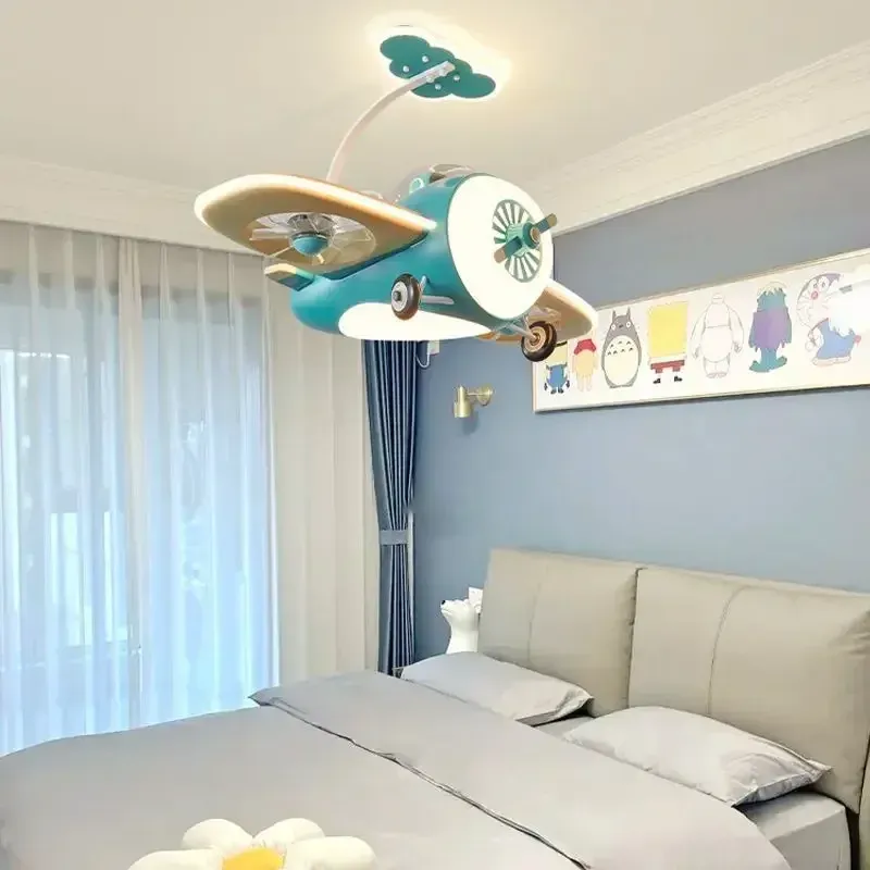 Afralia™ Kids Bedroom Bladeless Ceiling Fan Remote Control & LED Buoyant