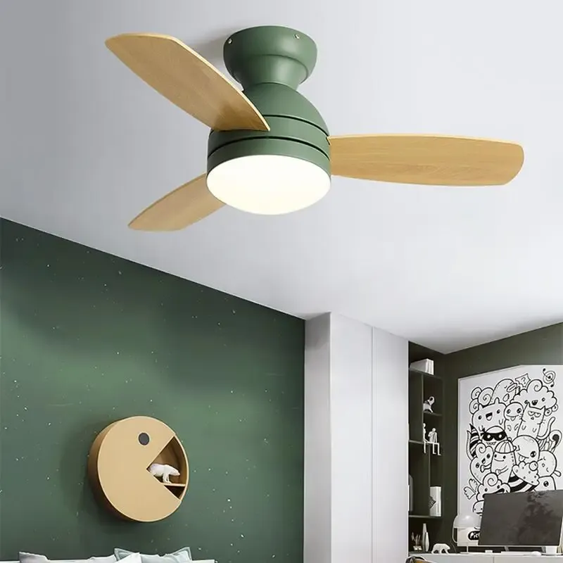 Afralia™ Macarons Ceiling Fan Airy Remote Control Nordic Style Kid's Room and Restaurant