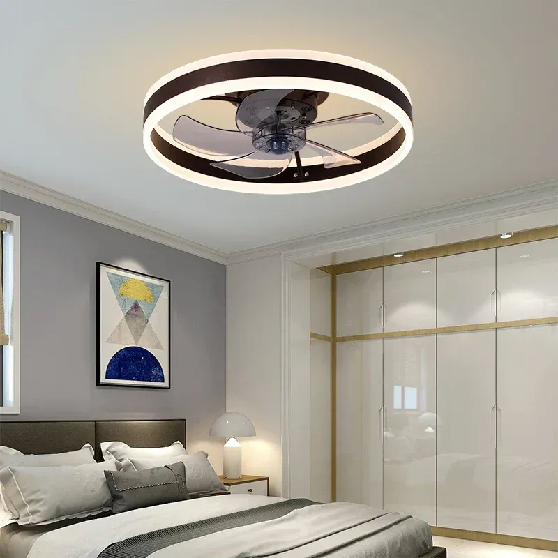 Afralia™ Modern LED Ceiling Fan Airy Remote Control Timer Living Room
