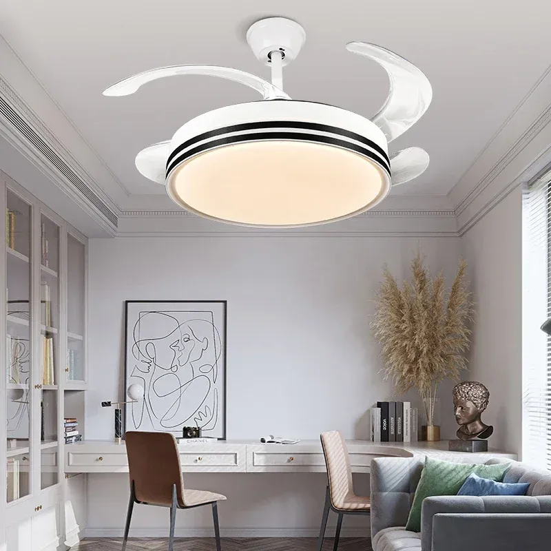 Afralia™ Modern LED Ceiling Fan Pull-out Blades and Remote Control