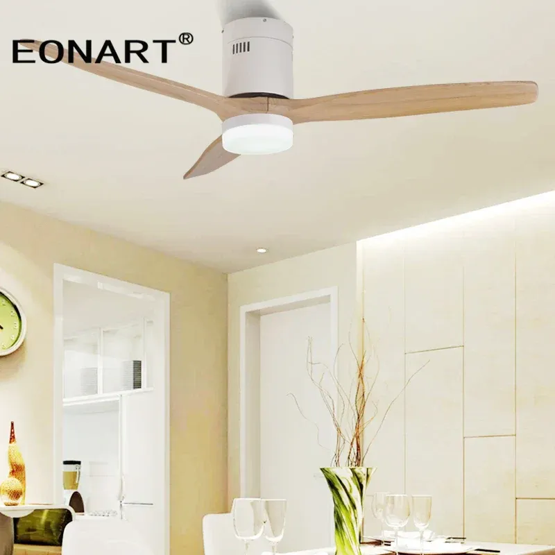 Afralia™ Modern 52" LED Ceiling Fan Remote Control & Uniform Wood Blades