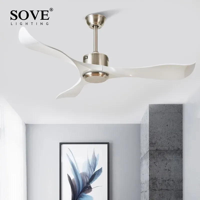 Afralia™ Modern White Polymer Blade Ceiling Fan Remote Control Bedroom 220v Ventilateur De Plafond