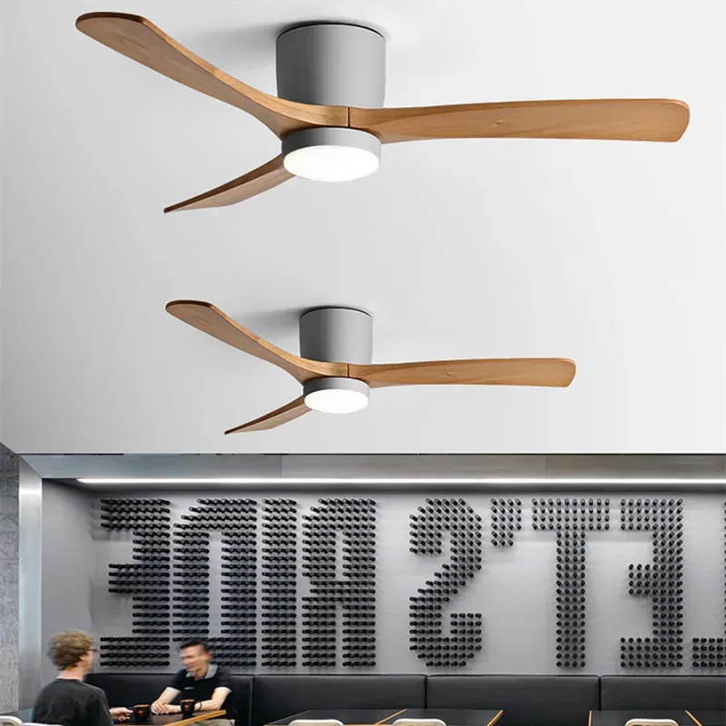 Afralia™ Nordic Wood Ceiling Fan Reversible Motor, Remote Control & LED Airy