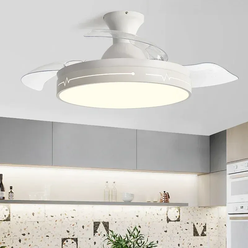 Afralia™ Pearl Ceiling Fan Light Hidden Fan, Remote Control Bedroom and Restaurant