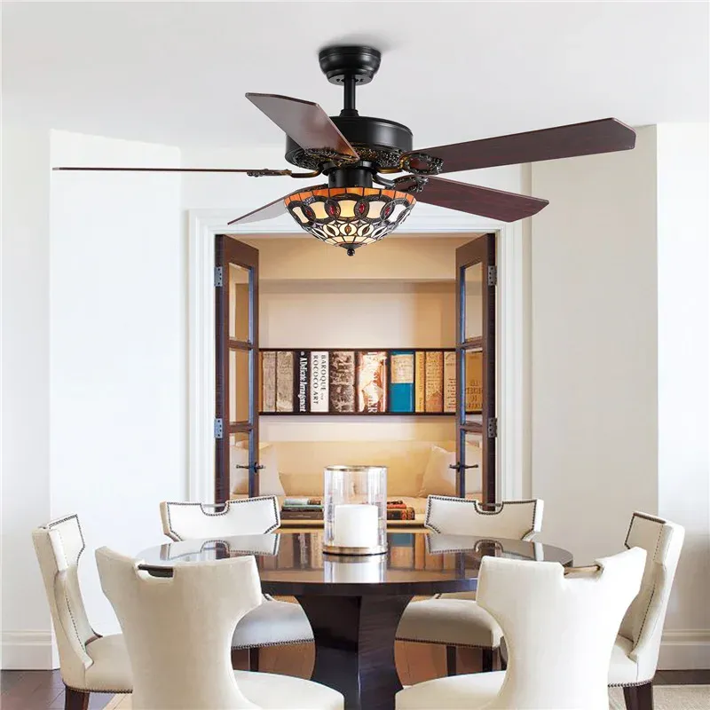 Afralia™ Throwback Remote Control Ceiling Fan Light Wood Blades Living Room, 52 Inch