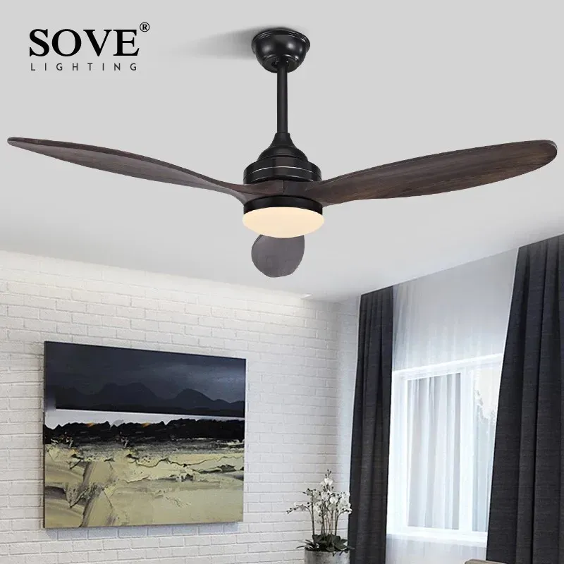 Afralia™ Timeless Wood Ceiling Fan Remote Control, Retro Design, Black Finish