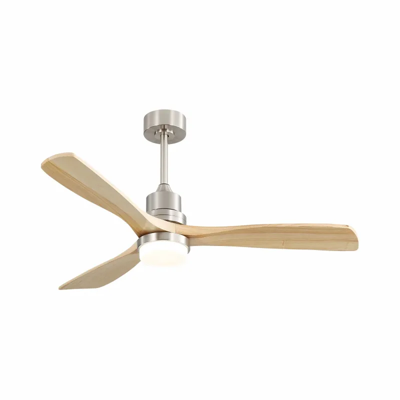 Ceiling Fan Dimmable LED Light 6 Speed Remote 3 Wood Blade Double-sided DC Motor Bedroom - Brushed Nickel