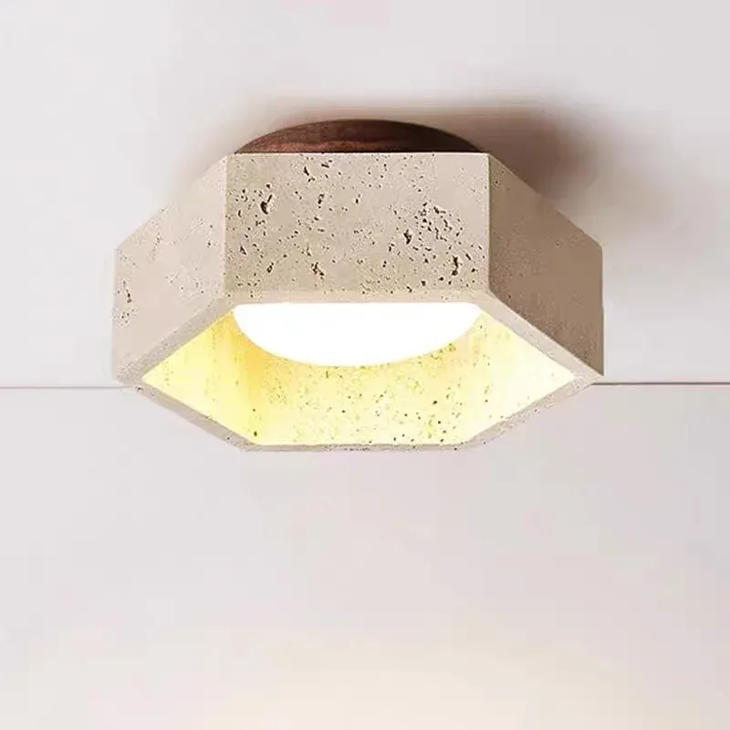Afralia™ White Glass LED Ceiling Portable Fixture Stone Base Plafond Lamp