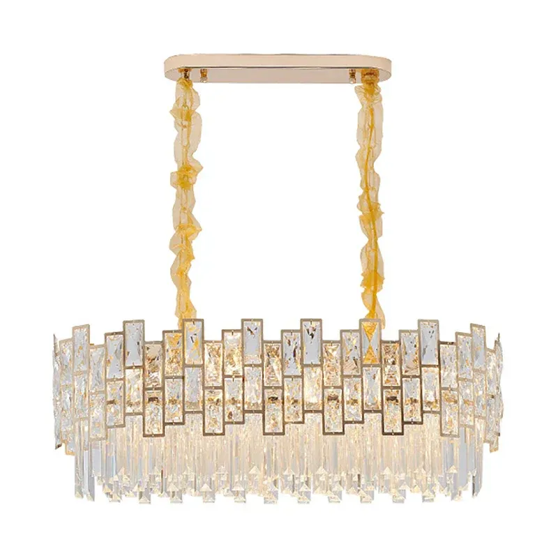 Afralia™ Amber Black Crystal LED Chandelier, Round Oval Living Room Ceiling Light